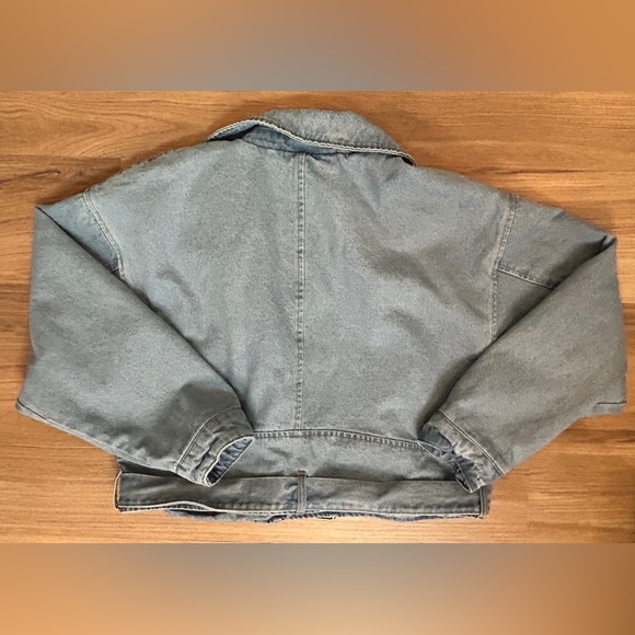 Levis Jacket Women's XL Blue Cropped Denim Moto - Picture 11 of 11